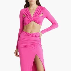 NWT Area Stars Long Sleeve Pink Crop Top